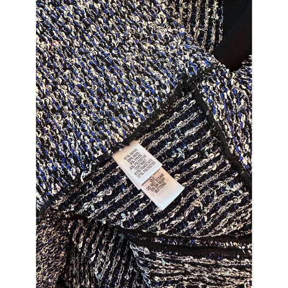 NWT St. John Stretch Boucle Jacket Blue, White, Black Tweed Stretch 10 - Picture 7 of 7